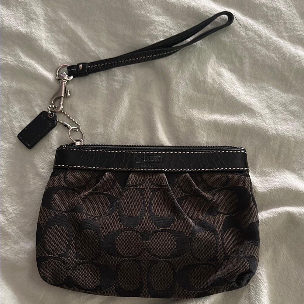 Coach Signature Black and Brown Wristlet
